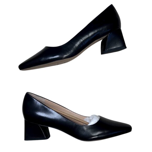 Franco Sarto Jesslyn 7M Black Block Heel Pump Office Work Modern Minimalist - Picture 1 of 6